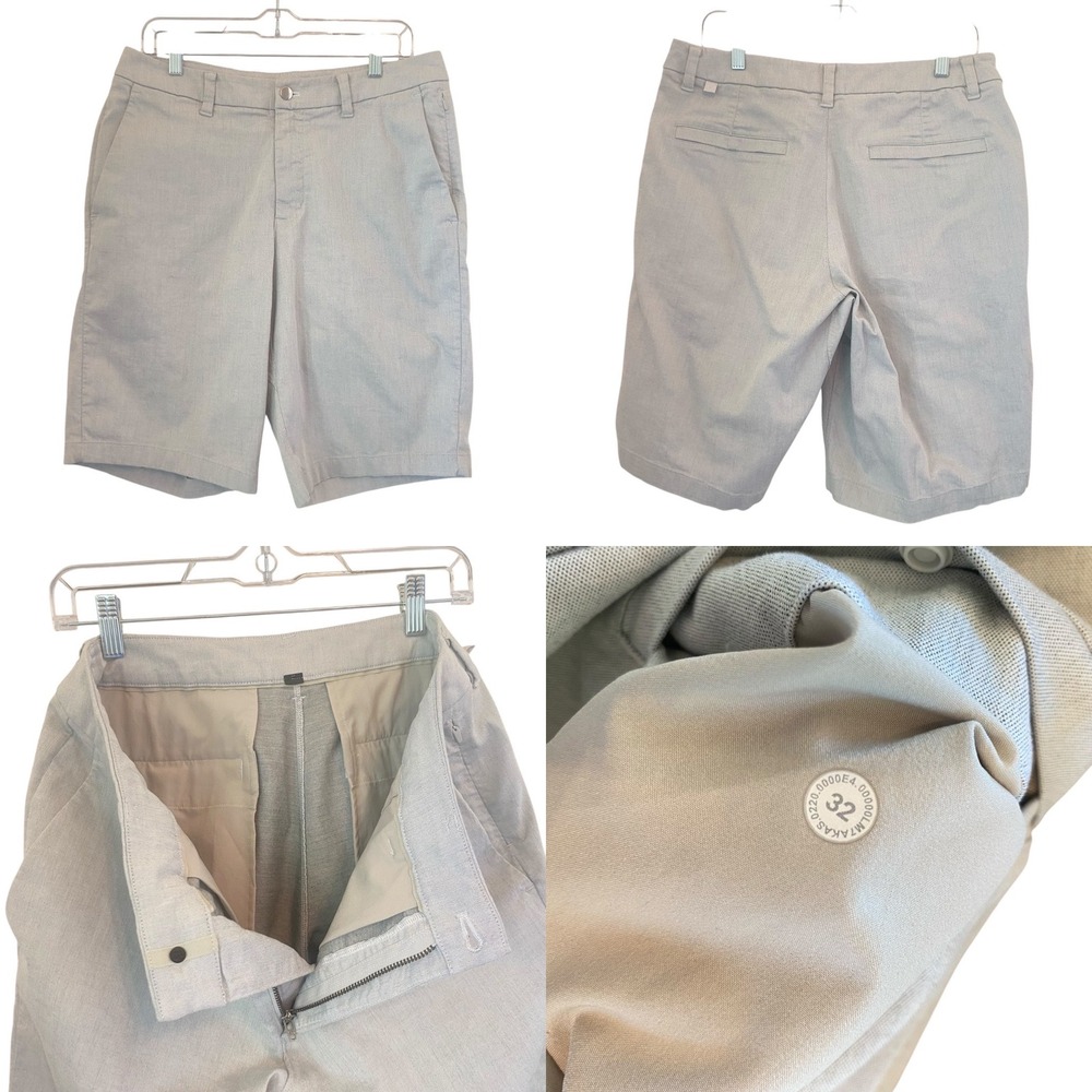 Lululemon Commission Short Qwick Oxford 11 inch Light Gray Sz 32 Golf M7AKAS